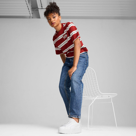 Koszulka damska Puma SQUAD STRIPED czerwona 68153813