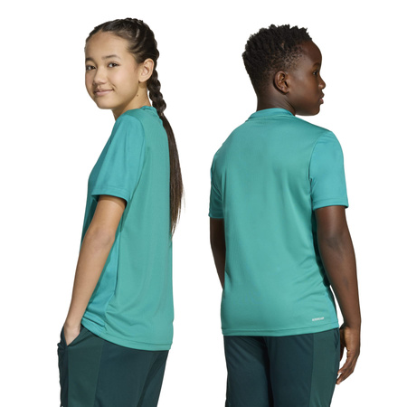 Koszulka treningowa dziecięca adidas TRAIN ESSENTIALS LOGO turkusowa JW4991