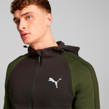 Bluza z kapturem męska Puma EVOSTRIPE FZ zielona 67593031
