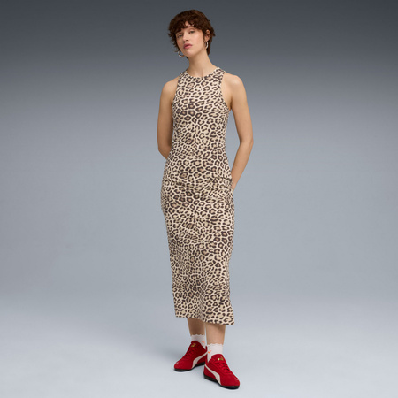 Sukienka damska Puma LEO LUXE SLIM AOP brązowa 63233991