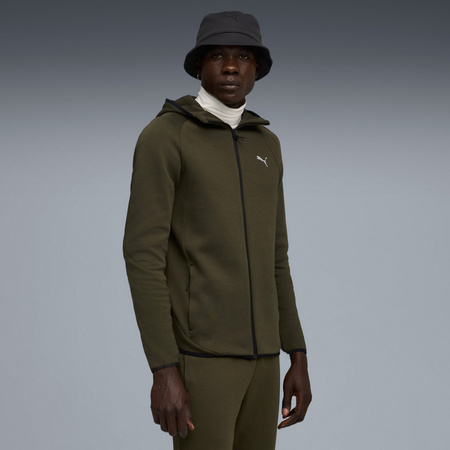 Bluza z kapturem męska Puma EVOSTRIPE FZ DK zielona 68823170