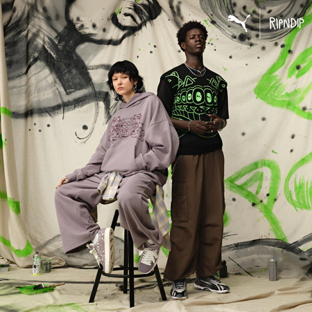 Bluza z kapturem męska Puma X RIPNDIP BOXY GRAPHIC TR fioletowa 63241464