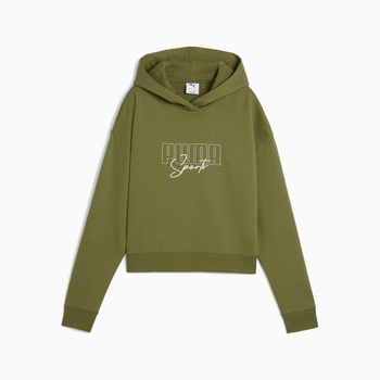 Bluza z kapturem damska Puma ELEVATED GRAPHIC CROPPED TR zielona 68950022