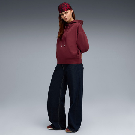Bluza z kapturem damska Puma HER OVERSIZED FL bordowa 68815196