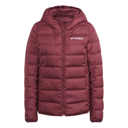 Kurtka z kapturem damska adidas TERREX MULTI LIGHT DOWN bordowa IP6035