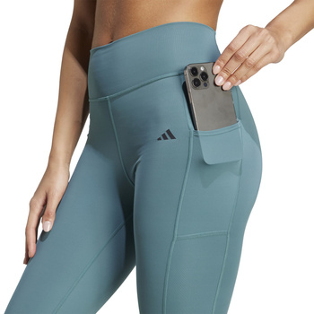 Legginsy treningowe damskie adidas OPTIME STASH 7/8 turkusowe JW7610