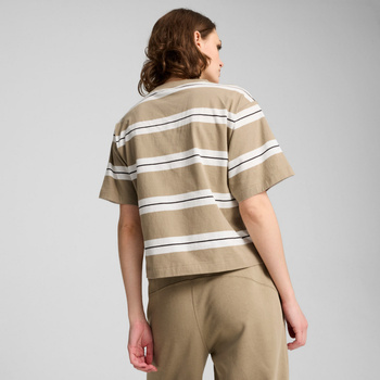 Koszulka damska Puma SQUAD STRIPED beżowa 68153867