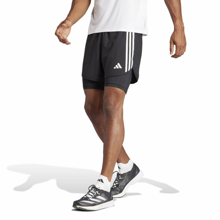 Spodenki męskie adidas OWN THE RUN 3-STRIPES 2IN1 czarne IQ3808