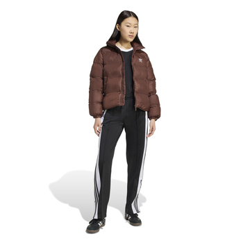 Kurtka puchowa damska adidas SHORT PUFFER brązowa JX2948