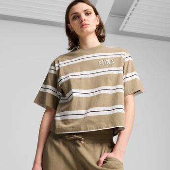 Koszulka damska Puma SQUAD STRIPED beżowa 68153867