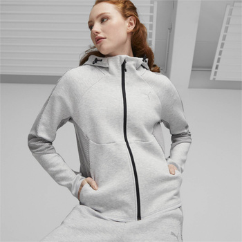 Bluza z kapturem damska Puma EVOSTRIPE FZ szara 67607304