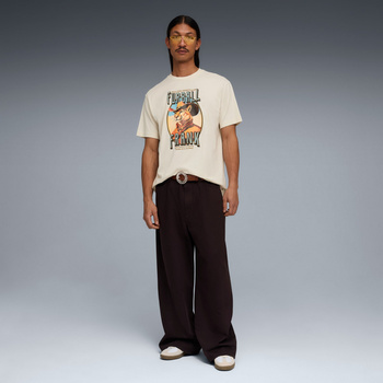 Koszulka męska Puma GRAPHIC CAT COWBOY RELAXED beżowa 63443487