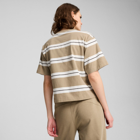 Koszulka damska Puma SQUAD STRIPED beżowa 68153867