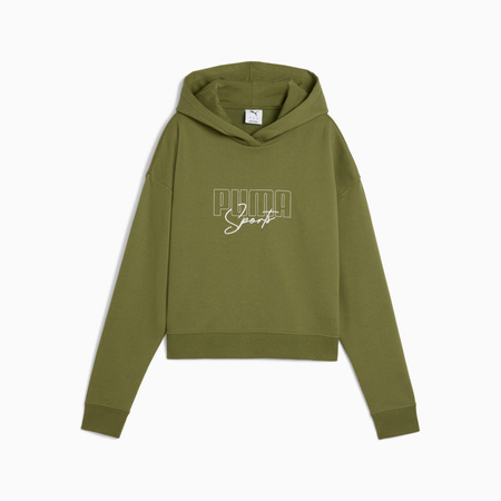 Bluza z kapturem damska Puma ELEVATED GRAPHIC CROPPED TR zielona 68950022