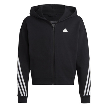 Bluza z kapturem dziewczęca adidas FUTURE ICONS 3-STRIPES FZ czarna IC0118