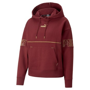 Bluza z kapturem damska Puma POWER DECO GLAM FL bordowa 67175642