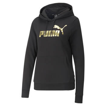 Bluza z kapturem damska Puma ESS+ METALLIC LOGO TR czarna 84909601