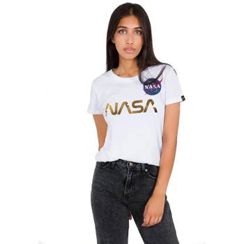 Koszulka damska Alpha Industries NASA PM biała 198053-438