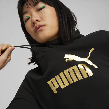 Bluza z kapturem damska Puma ESS+ METALLIC LOGO TR czarna 84909601