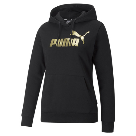 Bluza z kapturem damska Puma ESS+ METTALIC LOGO FL czarna 84995801