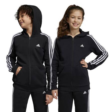 Bluza z kapturem dziecięca adidas ESSENTIALS 3-STRIPES czarna HR6331