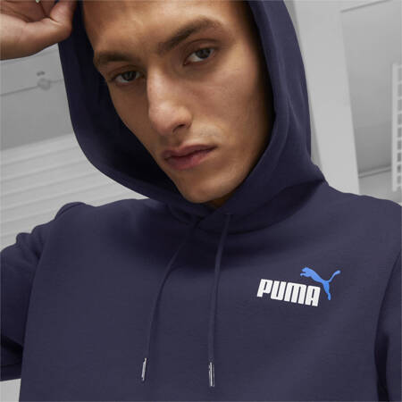 Bluza z kapturem męska Puma ESS+ 2 COL SMALL LOGO FL granatowa 67447106