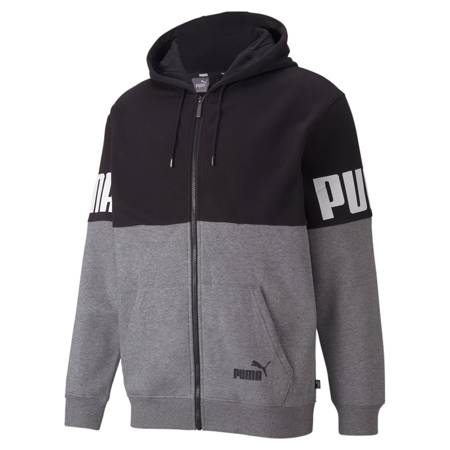 Bluza z kapturem męska Puma POWER Colorblock szara 84610401