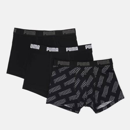 Bokserki męskie Puma LOGO AOP 3-PACK czarne 93554701