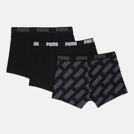 Bokserki męskie Puma LOGO AOP 3-PACK czarne 93554701