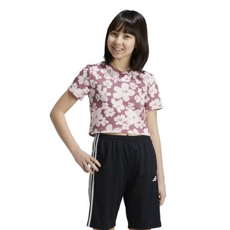 Crop top treningowy dziewczęcy adidas TRAIN ESSENTIALS SEASONAL różowy IW3289