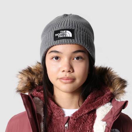 Czapka zimowa dziecięca The North Face BOX LOGO CUFFED szara NF0A7WGCDYY