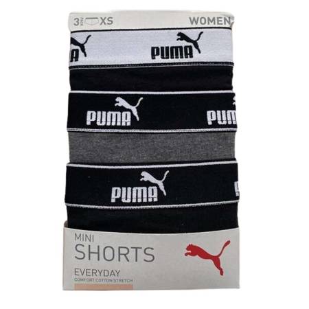 Majtki damskie Puma BASIC MINI SHORT 3-PACK czarne 93533601