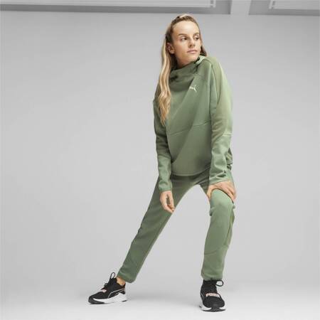 Spodnie dresowe damskie Puma EVOSTRIPE HW zielone 67607544