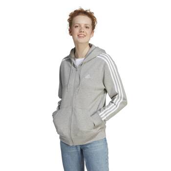 Bluza z kapturem damska adidas ESSENTIALS 3-STRIPES szara IK8393