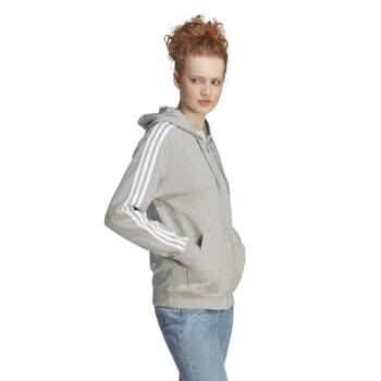 Bluza z kapturem damska adidas ESSENTIALS 3-STRIPES szara IK8393