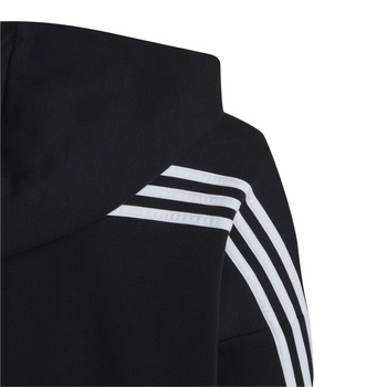 Bluza z kapturem dziecięca adidas FUTURE ICONS 3-STRIPES FZ czarna HR6317