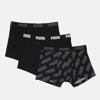 Bokserki męskie Puma LOGO AOP 3-PACK czarne 93554701