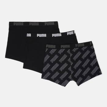 Bokserki męskie Puma LOGO AOP 3-PACK czarne 93554701