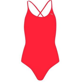 Kostium kąpielowy damski Puma SWIM V-NECK czerwony 93508602