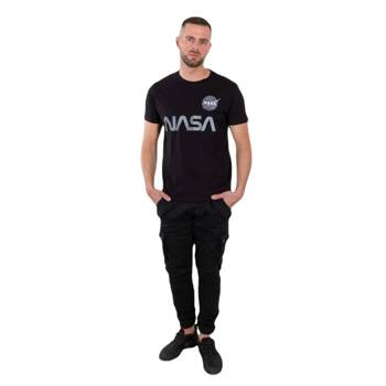 Koszulka męska Alpha Industries NASA REFLECTIVE czarna 178501-03